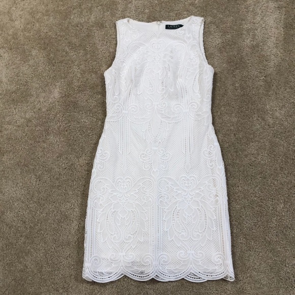 NEW Ralph Lauren embroidered white lace dress XS - Picture 1 of 2